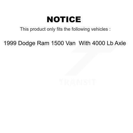 Front Brake Rotor Hub Semi-Metallic Pad Kit For 1999 Dodge Ram 1500 Van With 4000 Lb Axle K8A-100050