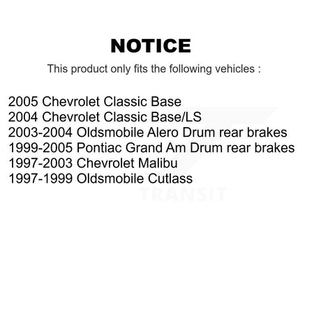 Front Rear Brake Rotor Ceramic Pad & Drum Kit (7Pc) For Pontiac Grand Am Chevrolet Malibu K8A-100086