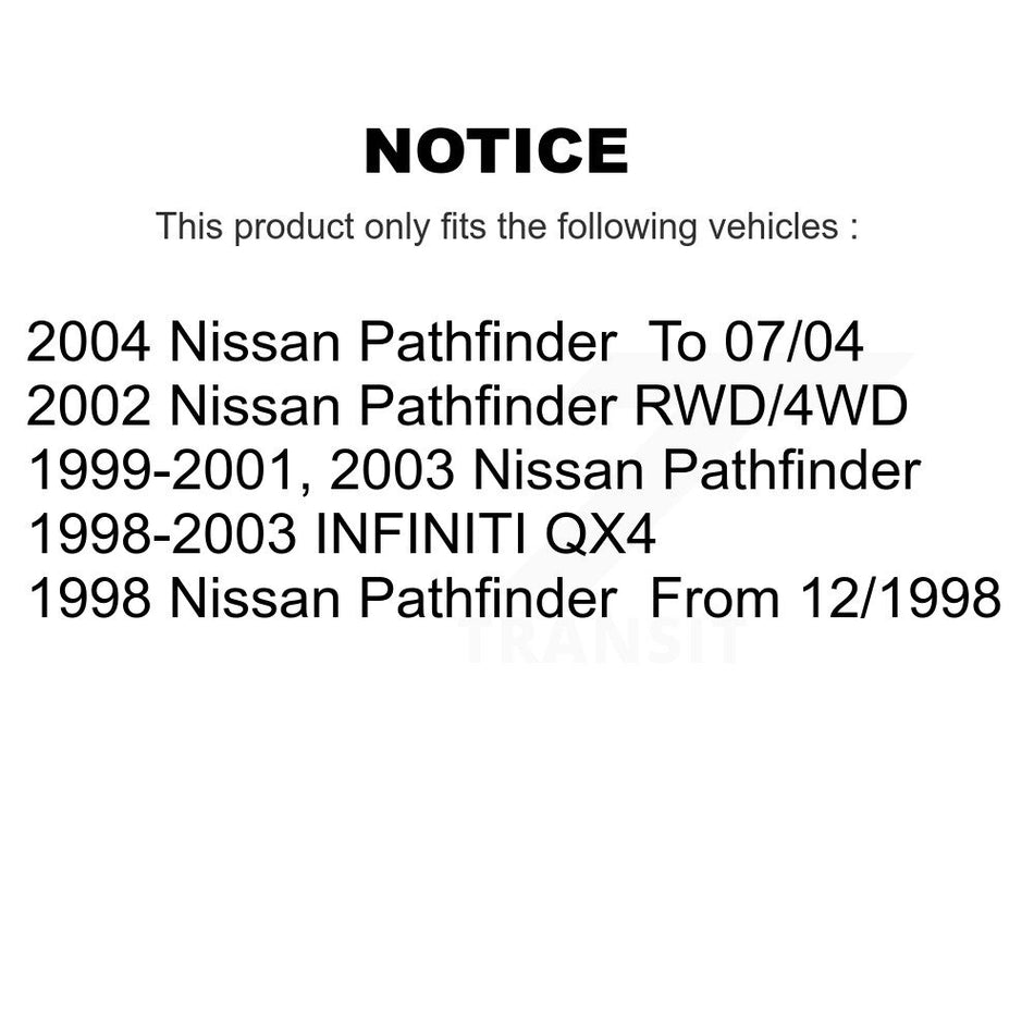 Front Rear Disc Brake Rotor Ceramic Pad Drum Kit (7Pc) For Nissan Pathfinder INFINITI QX4 K8A-100256