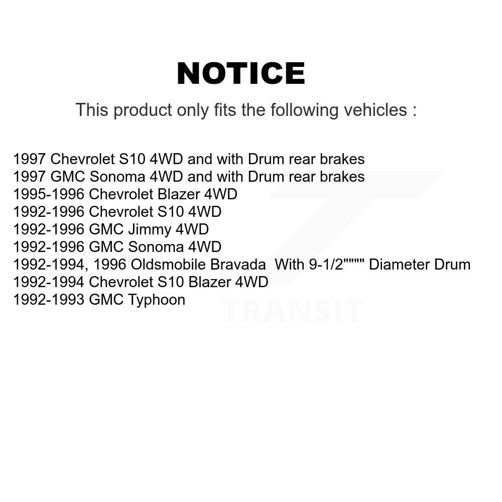 Front Rear Disc Brake Rotor Semi-Metallic Pad Drum Kit (7Pc) For Chevrolet S10 GMC Sonoma K8A-100322