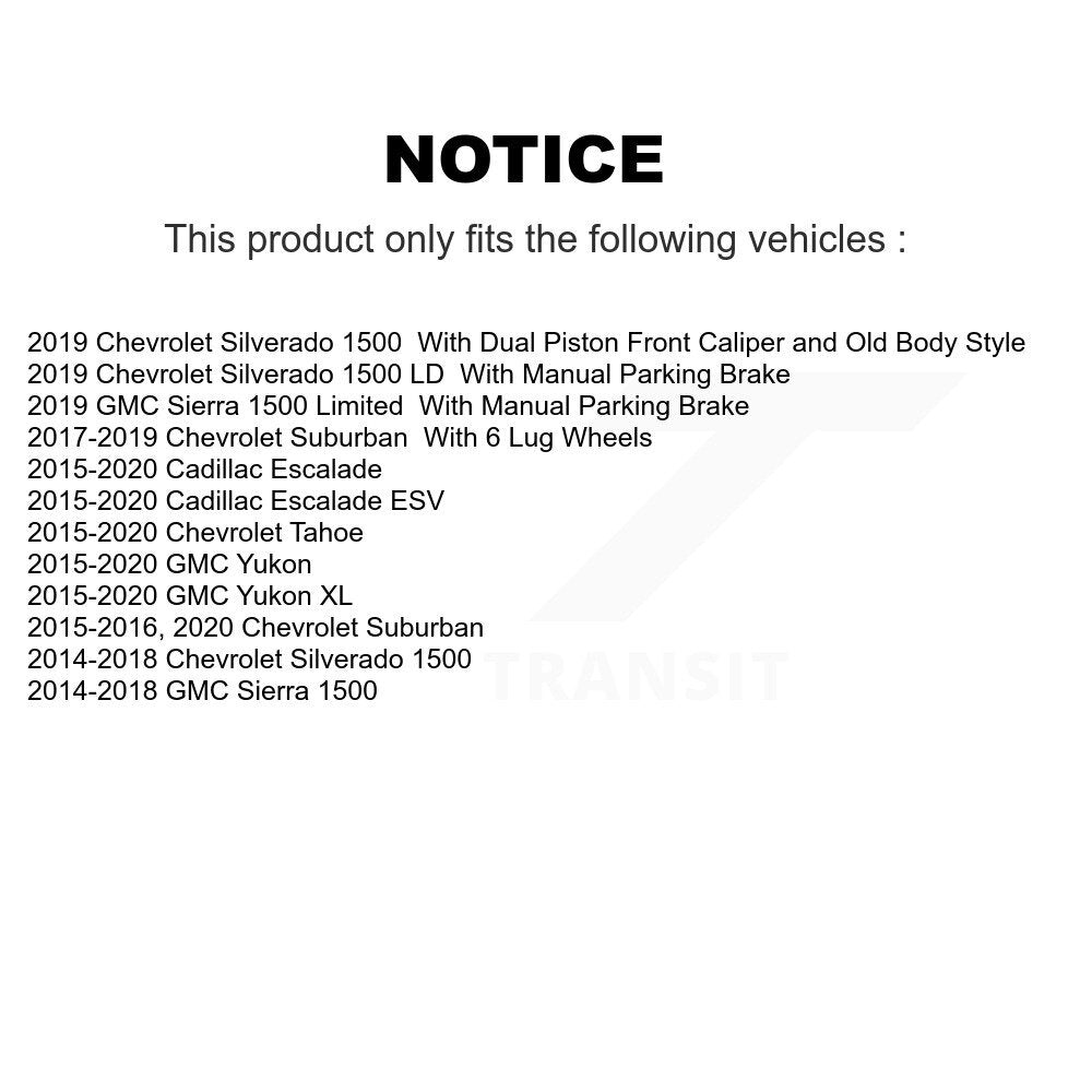 Rear Brake Rotor & Ceramic Pad Kit For Chevrolet GMC Silverado 1500 Sierra Tahoe Yukon XL K8A-100385