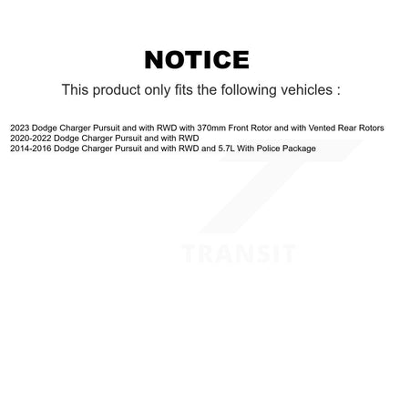 Rear Disc Brake Rotors And Ceramic Pads Kit For Dodge Charger K8A-100396