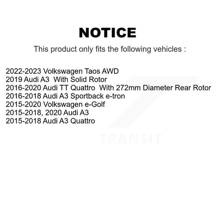 Rear Brake Rotors Ceramic Pad Kit For Volkswagen Taos Audi A3 Quattro e-Golf Sportback TT K8A-100414