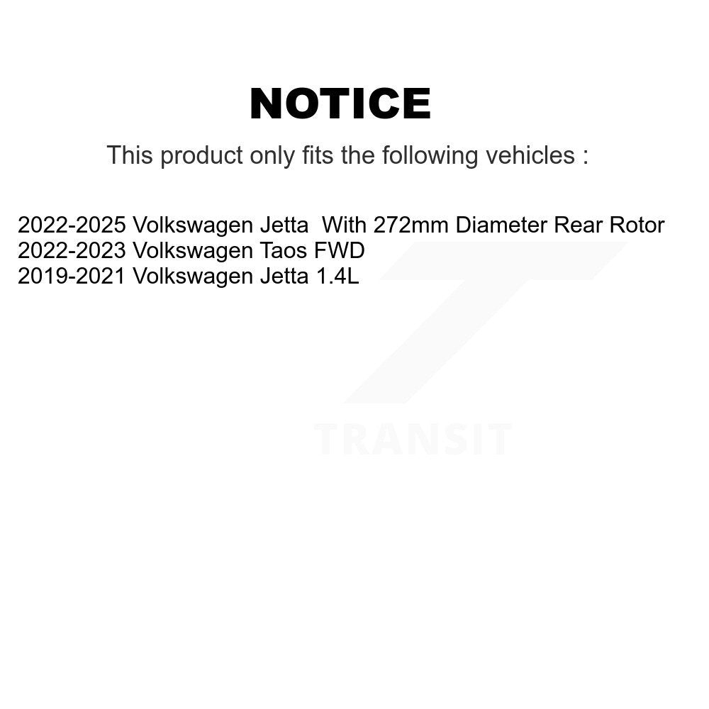 Rear Disc Brake Rotors And Ceramic Pads Kit For Volkswagen Jetta Taos K8A-100419