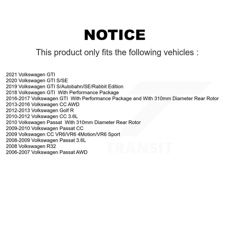 Rear Disc Brake Rotors And Ceramic Pads Kit For Volkswagen GTI Passat CC Golf R R32 K8A-100420