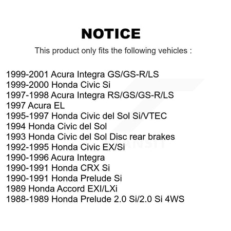 Rear Brake Rotor And Ceramic Pad Kit For Honda Civic Acura Integra del Sol Prelude CRX EL K8A-100486