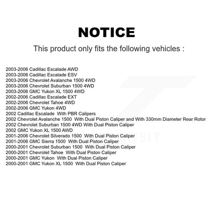 Rear Brake Rotors Ceramic Pad Kit For Chevrolet GMC Silverado 1500 Sierra Avalanche Yukon K8A-100492