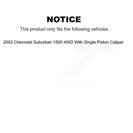 Rear Brake Rotor & Ceramic Pad Kit For Chevrolet Suburban 1500 With Single Piston Caliper K8A-100493