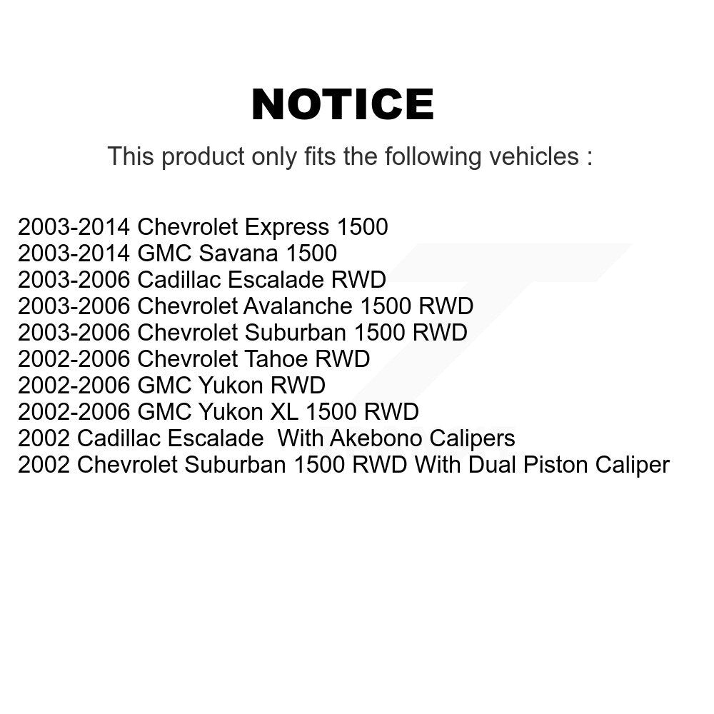 Rear Brake Rotors Semi-Metallic Pad Kit For Chevrolet GMC Avalanche 1500 Express Yukon XL K8A-100503
