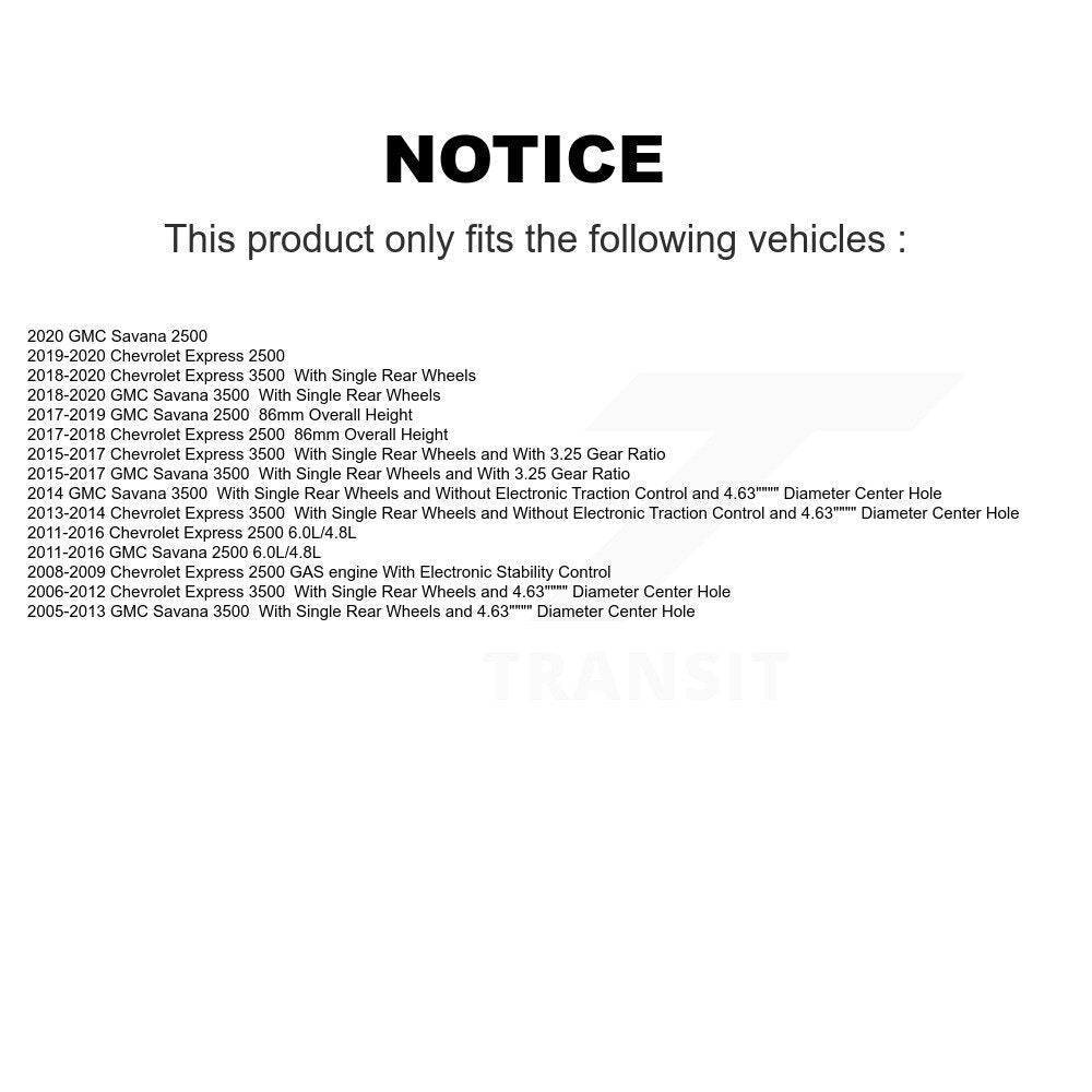 Rear Disc Brake Rotors & Semi-Metallic Pad Kit For GMC Chevrolet Savana 3500 2500 Express K8A-100568