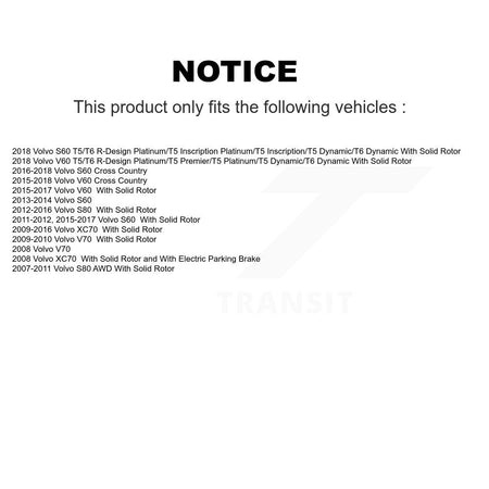 Rear Disc Brake Rotors Semi-Metallic Pad Kit For Volvo XC70 S60 V60 S80 Cross Country V70 K8A-100586