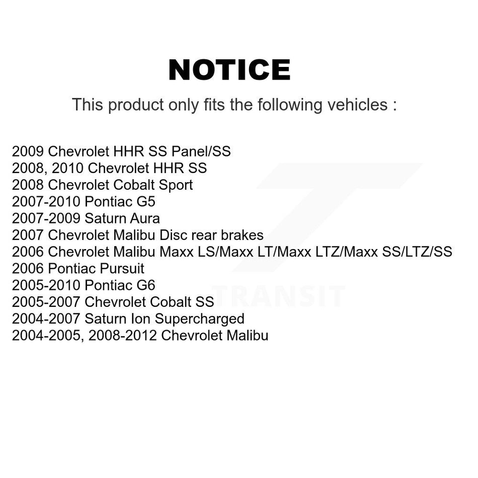 Rear Brake Rotor Ceramic Pad Kit For Chevrolet Malibu Pontiac Cobalt G5 G6 Saturn Ion HHR K8A-100649