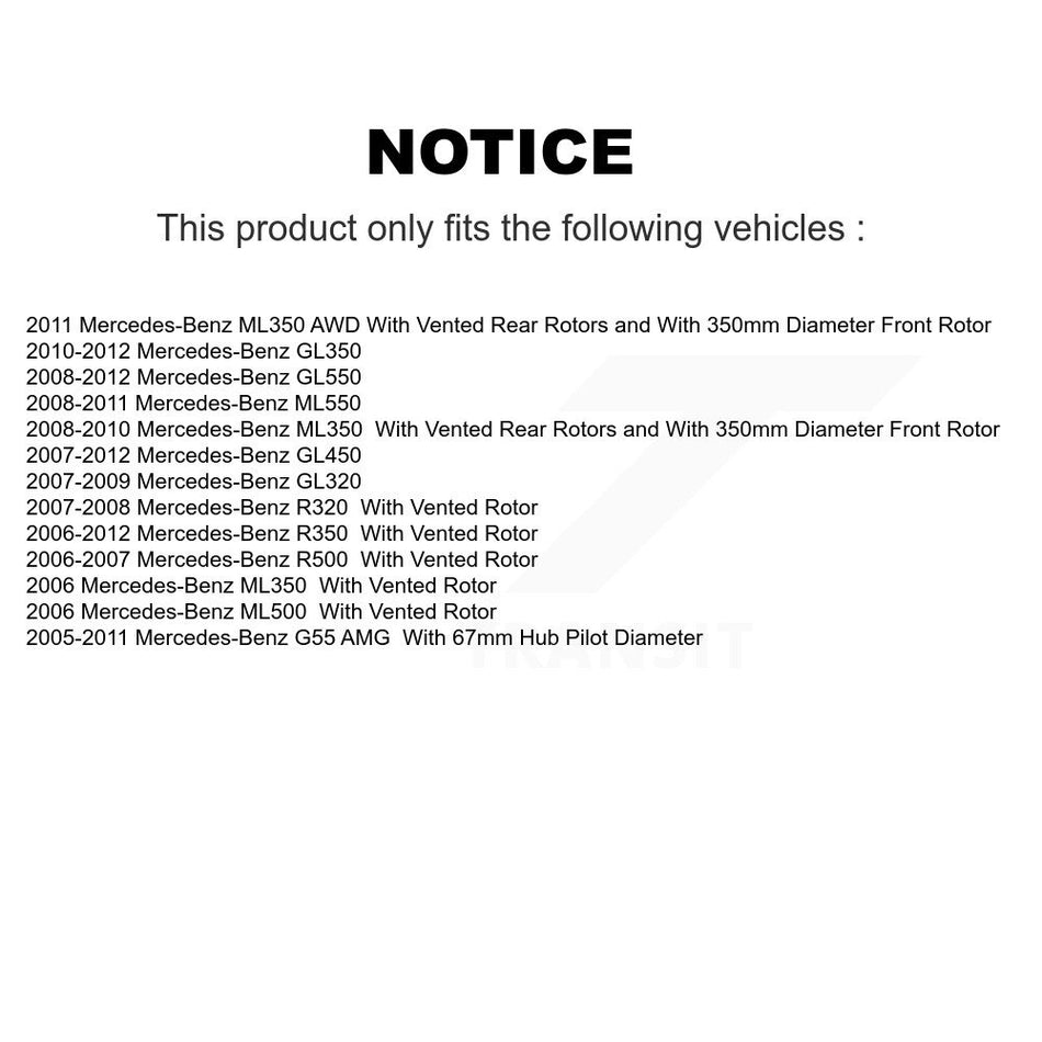 Rear Brake Rotor Semi-Metallic Pad Kit For Mercedes-Benz ML350 GL350 R350 GL320 GL450 G55 K8A-100676