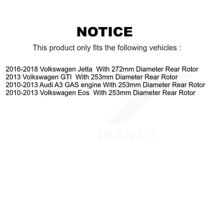 Rear Disc Brake Rotors And Semi-Metallic Pads Kit For Volkswagen Jetta Eos Audi A3 GTI K8A-100695