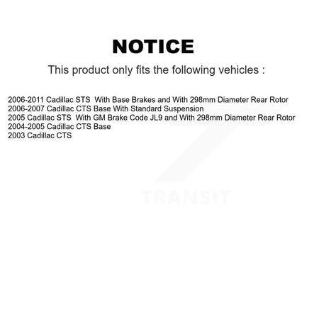Rear Disc Brake Rotors And Semi-Metallic Pads Kit For Cadillac CTS STS K8A-100728