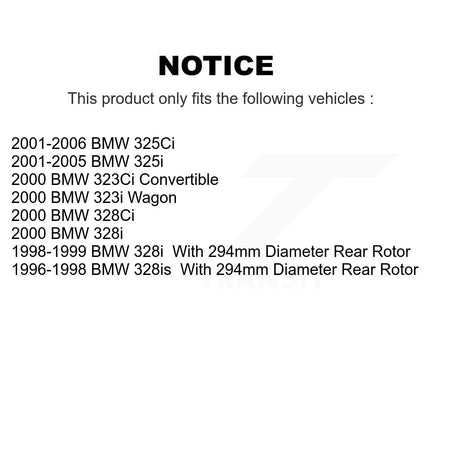 Rear Brake Rotor And Semi-Metallic Pad Kit For BMW 325i 325Ci 328i 323Ci 323i 328is 328Ci K8A-100754