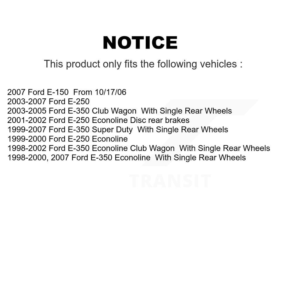 Rear Brake Rotor And Semi-Metallic Pad Kit For Ford E-350 Super Duty E-250 Econoline Club K8A-100770