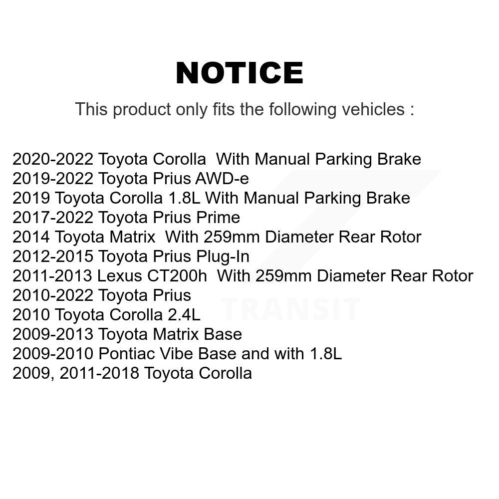 Rear Brake Rotor Ceramic Pad Kit For Toyota Corolla Matrix Prius Prime Pontiac Vibe AWD-e K8A-100781