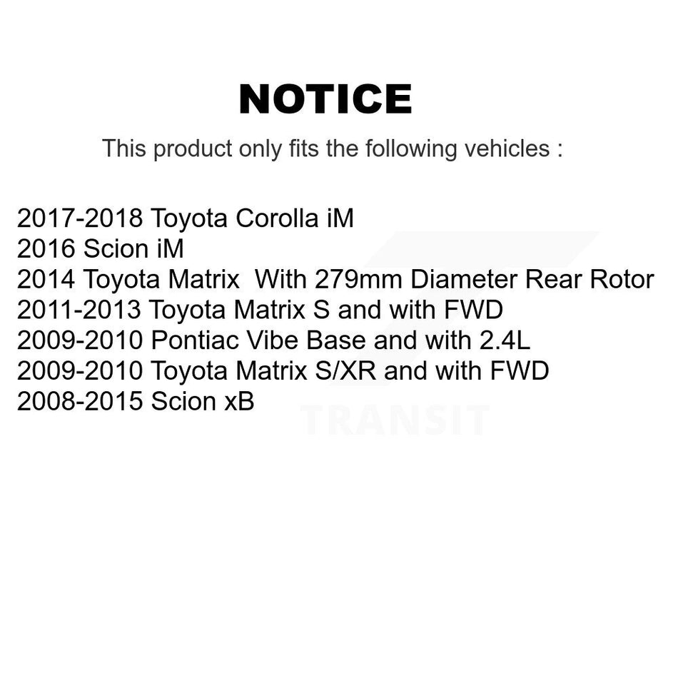 Rear Disc Brake Rotors Ceramic Pad Kit For Toyota Matrix Pontiac Vibe Corolla iM Scion xB K8A-100782