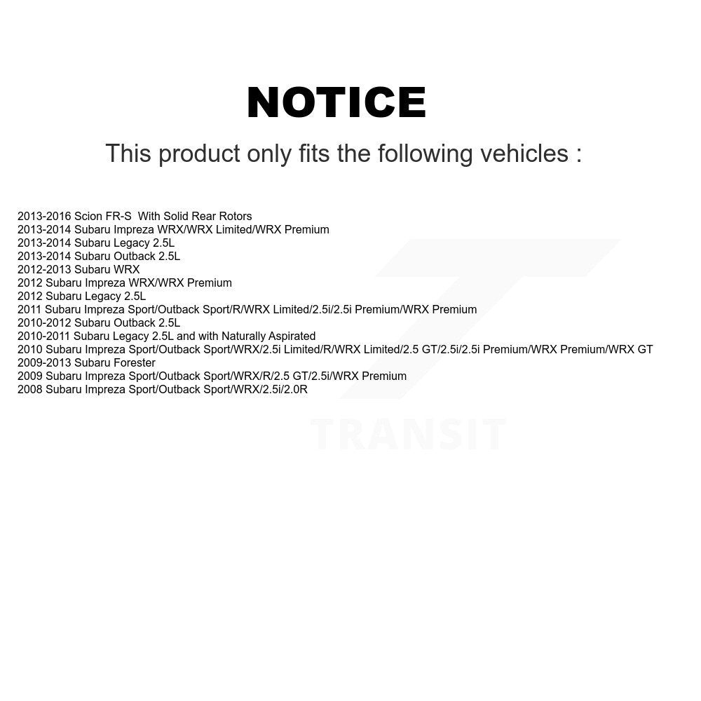 Rear Brake Rotors & Ceramic Pad Kit For Subaru Impreza Forester Outback Legacy Scion FR-S K8A-100825