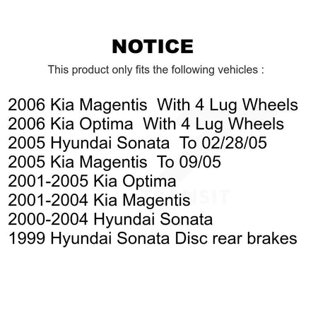Rear Disc Brake Rotors And Ceramic Pads Kit For Hyundai Sonata Kia Optima Magentis K8A-100885