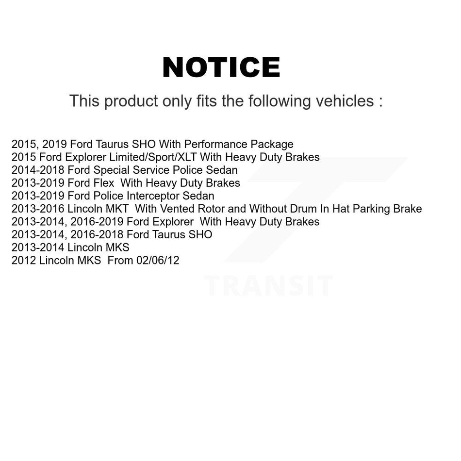 Rear Brake Rotor & Semi-Metallic Pad Kit For Ford Explorer Flex Taurus Police Interceptor K8A-100895