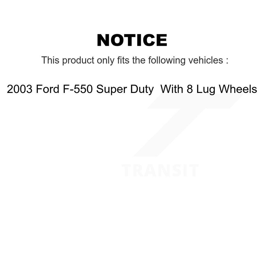 Rear Brake Rotor & Semi-Metallic Pad Kit For 2003 Ford F-550 Super Duty With 8 Lug Wheels K8A-100955