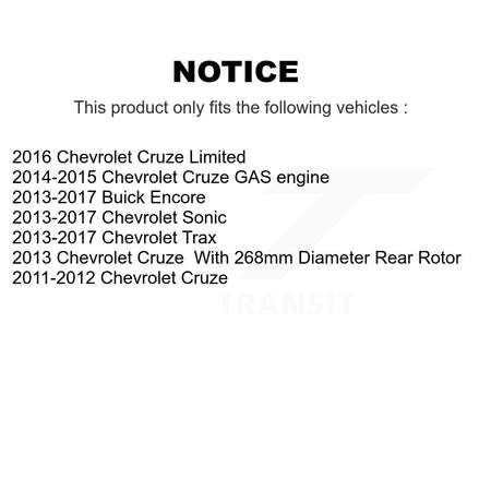 Rear Disc Brake Rotor Ceramic Pad Kit For Chevrolet Cruze Trax Buick Encore Sonic Limited K8A-100965