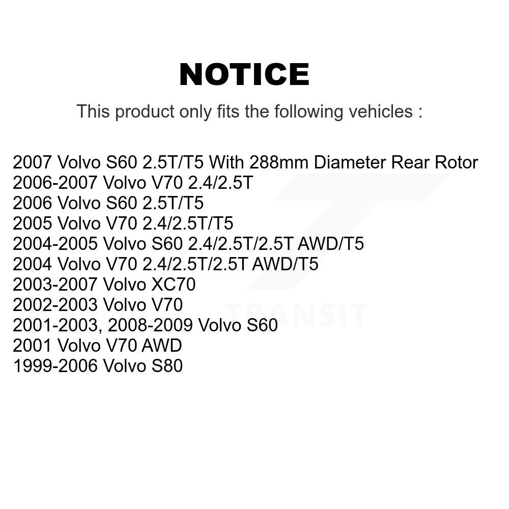 Rear Disc Brake Rotors And Semi-Metallic Pads Kit For Volvo S60 XC70 V70 S80 K8A-101004