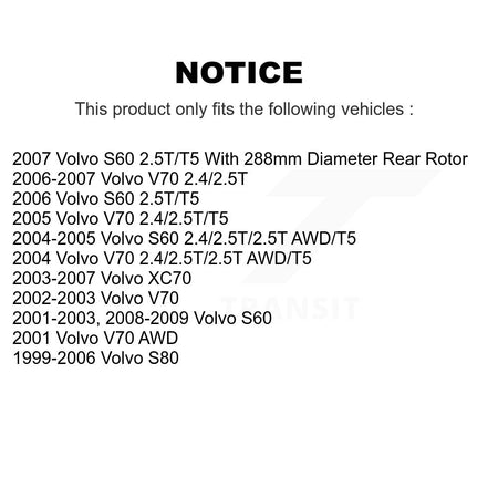 Rear Disc Brake Rotors And Semi-Metallic Pads Kit For Volvo S60 XC70 V70 S80 K8A-101004