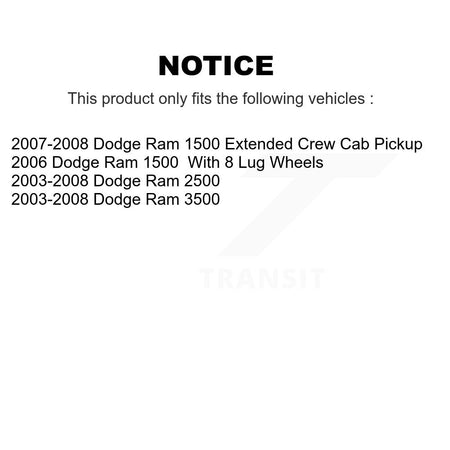 Rear Disc Brake Rotors And Semi-Metallic Pads Kit For Dodge Ram 1500 3500 2500 K8A-101096