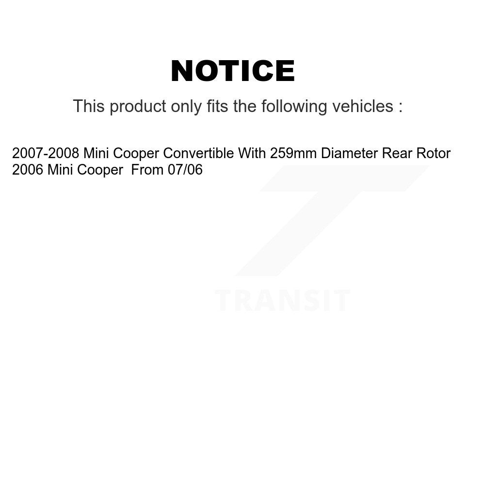 Rear Disc Brake Rotors And Ceramic Pads Kit For Mini Cooper K8A-101116