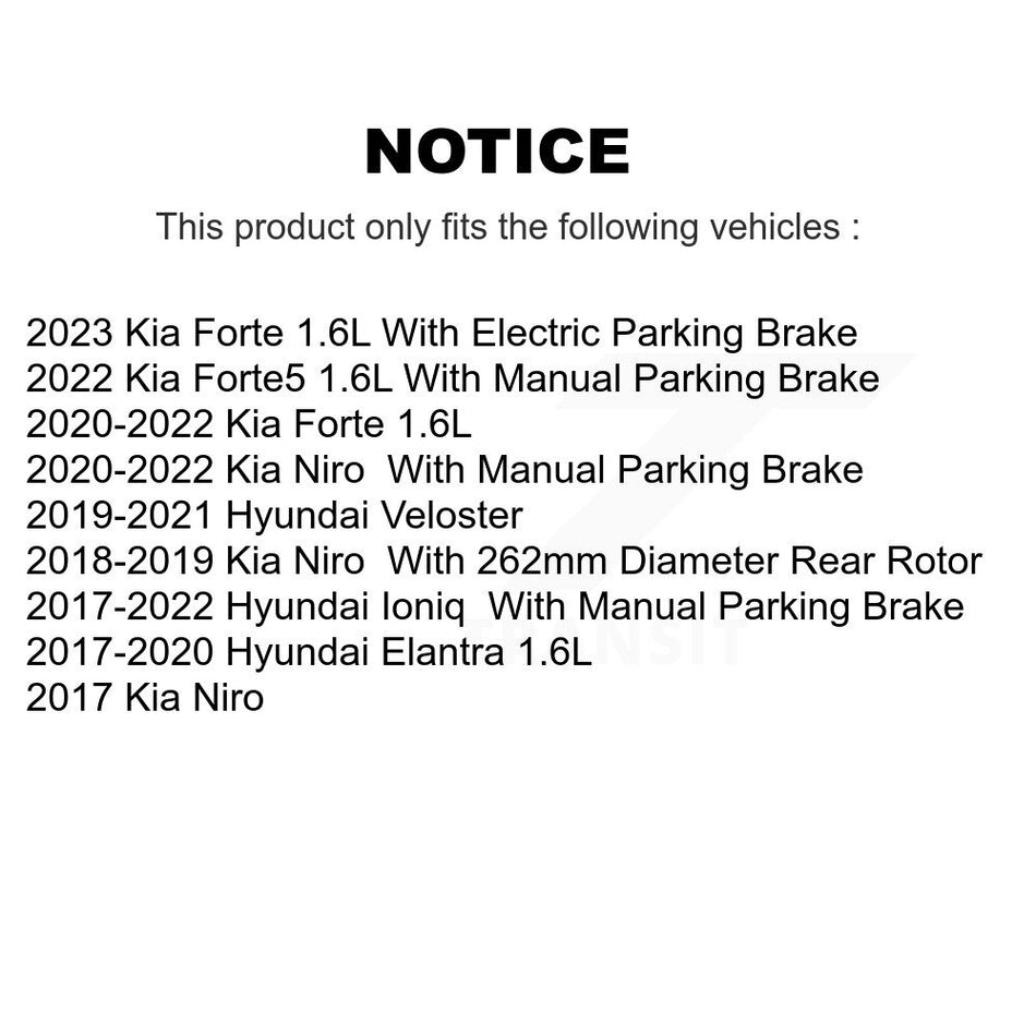 Rear Brake Rotor Ceramic Pad Kit For Hyundai Elantra Kia Forte Ioniq Niro Veloster Forte5 K8A-101249