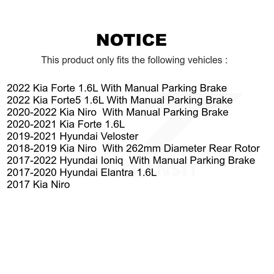 Rear Brake Rotor Ceramic Pad Kit For Hyundai Elantra Kia Forte Ioniq Niro Veloster Forte5 K8A-101249