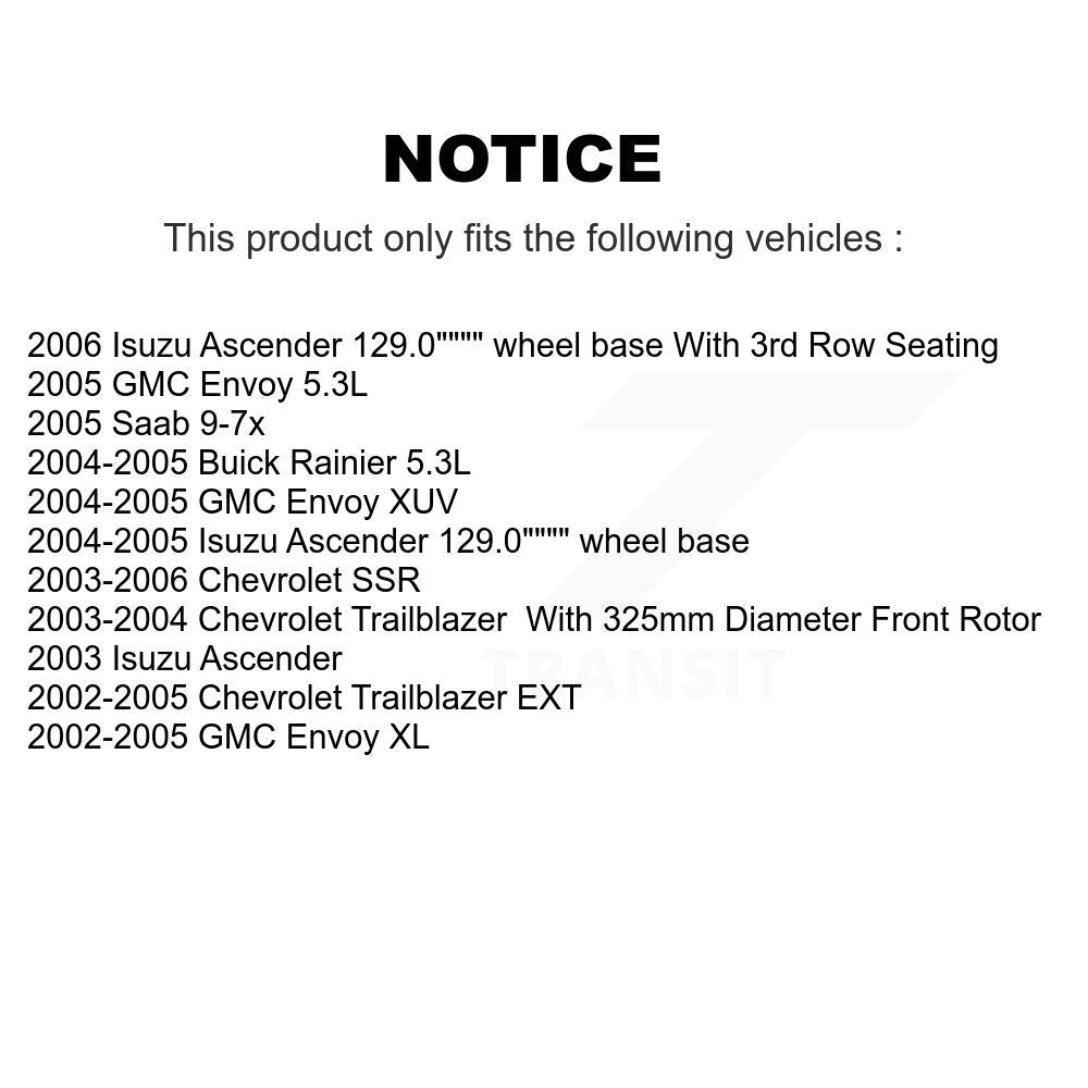 Front Rear Ceramic Pad Brake Rotor Kit For Chevrolet GMC Trailblazer Envoy XL EXT SSR XUV K8A-101307