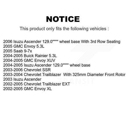 Front Rear Ceramic Pad Brake Rotor Kit For Chevrolet GMC Trailblazer Envoy XL EXT SSR XUV K8A-101307