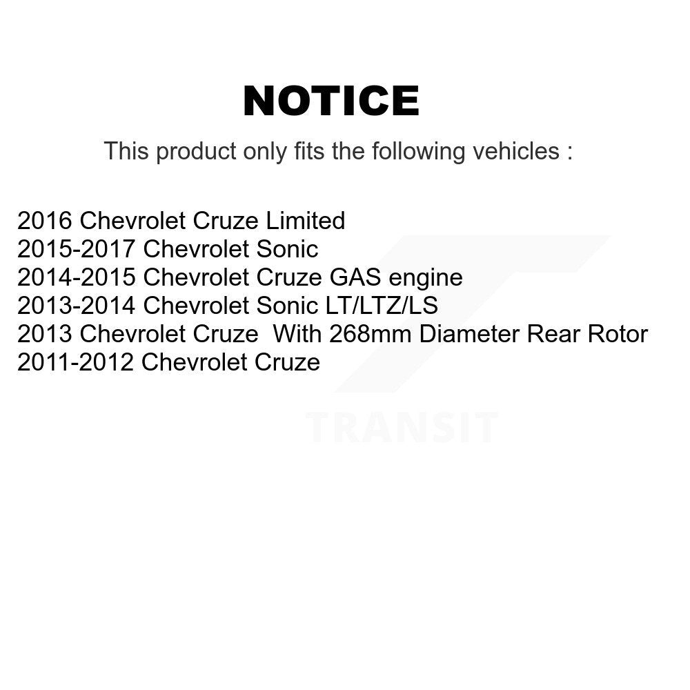 Front Rear Ceramic Pads And Disc Brake Rotors Kit For Chevrolet Cruze Sonic Limited K8A-101393