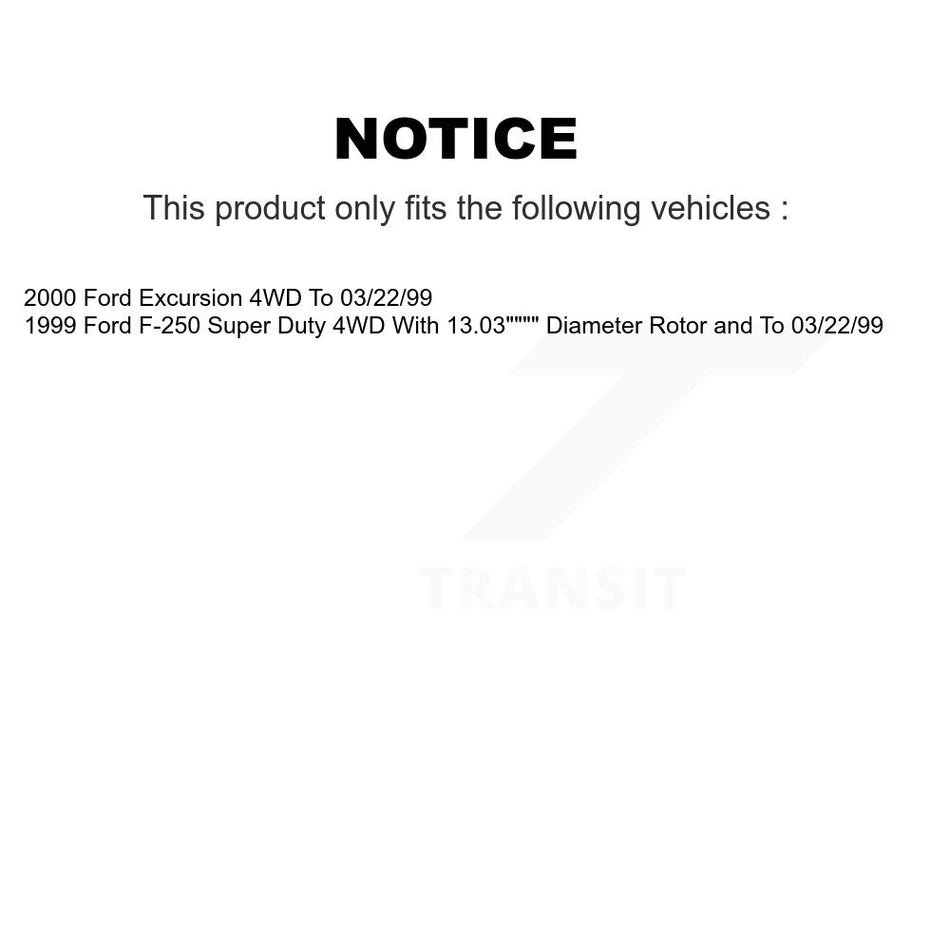 Front Rear Semi-Metallic Pad Disc Brake Rotor Kit For Ford F-250 Super Duty Excursion 4WD K8A-101428