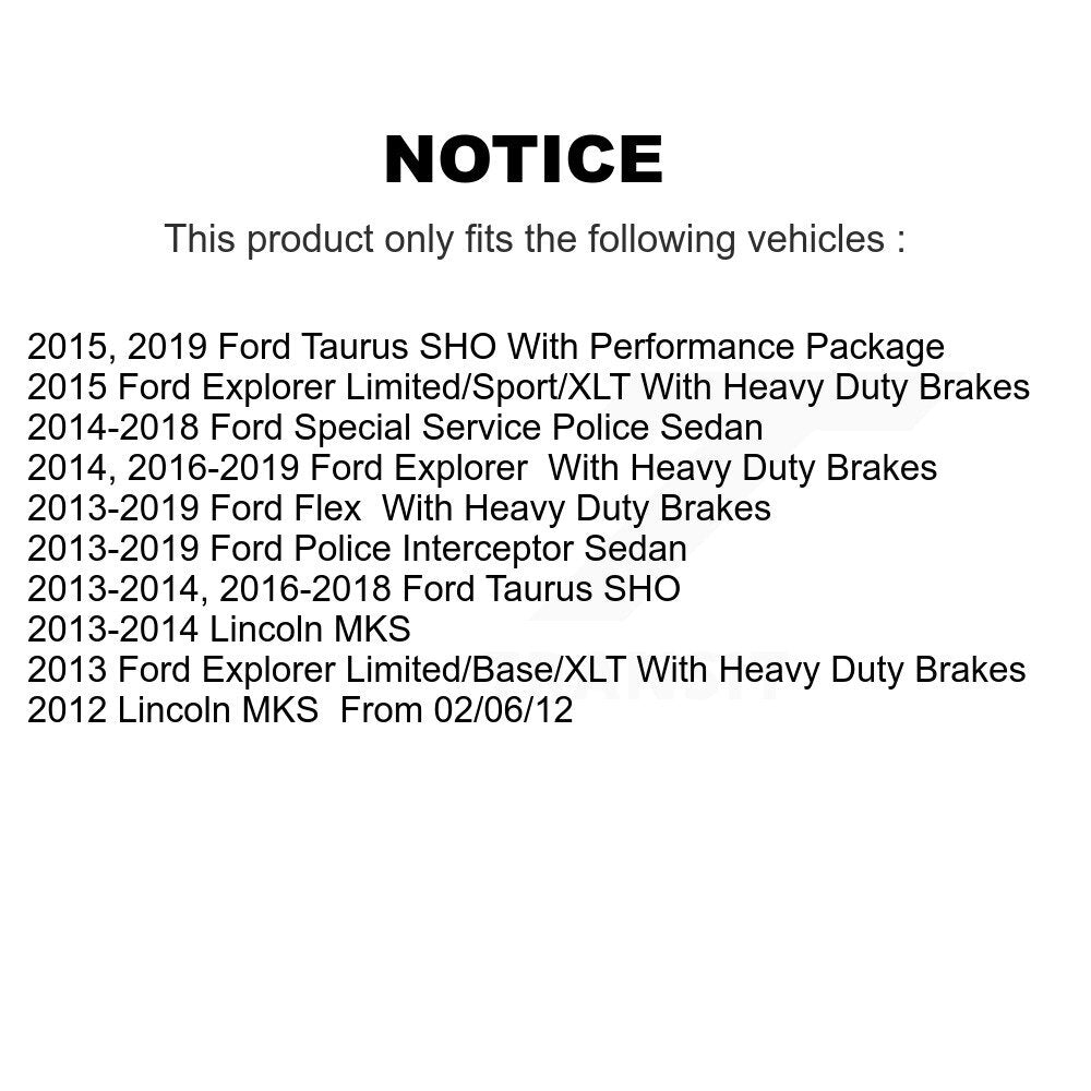 Front Ceramic Rear Semi-Metallic Pad Brake Rotor Kit For Ford Explorer Flex Taurus Police K8A-101485