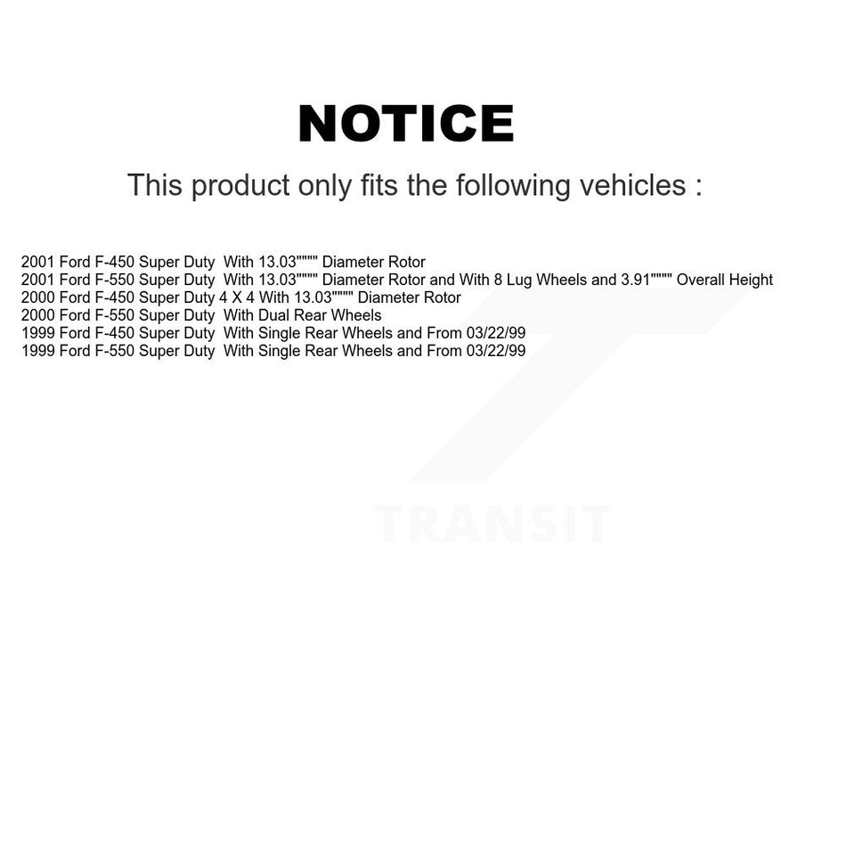 Front Rear Semi-Metallic Pads And Disc Brake Rotors Kit For Ford F-450 Super Duty F-550 K8A-101530