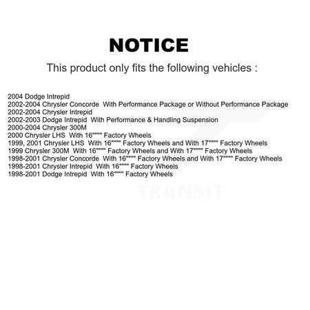 Front Rear Semi-Metallic Pad & Brake Rotors Kit For Chrysler Intrepid Dodge 300M Concorde K8A-101853