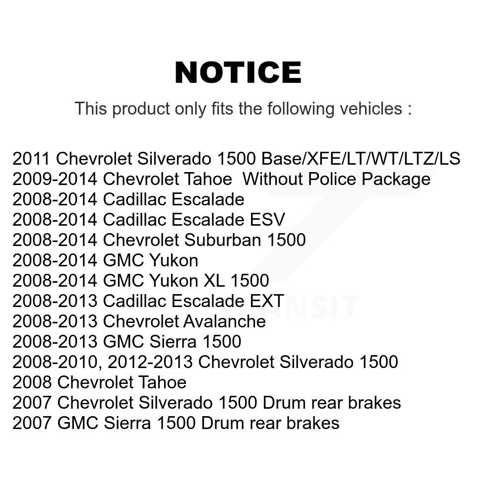 Front Semi-Metallic Rear Ceramic Pad Brake Rotors Kit For Chevrolet GMC Sierra 1500 Tahoe K8A-101900