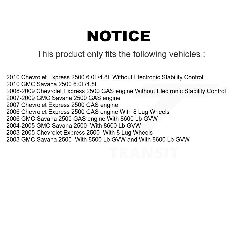 Front Semi-Metallic Rear Ceramic Pad Disc Brake Rotors Kit For Chevrolet Express 2500 GMC K8A-102086