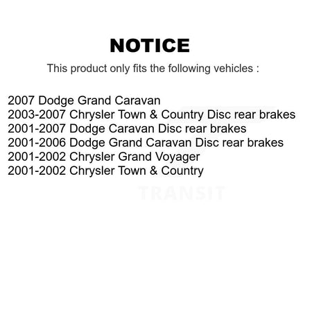 Front Rear Semi-Metallic Pad Disc Brake Rotor Kit For Dodge Grand Caravan Chrysler Town & K8A-102163