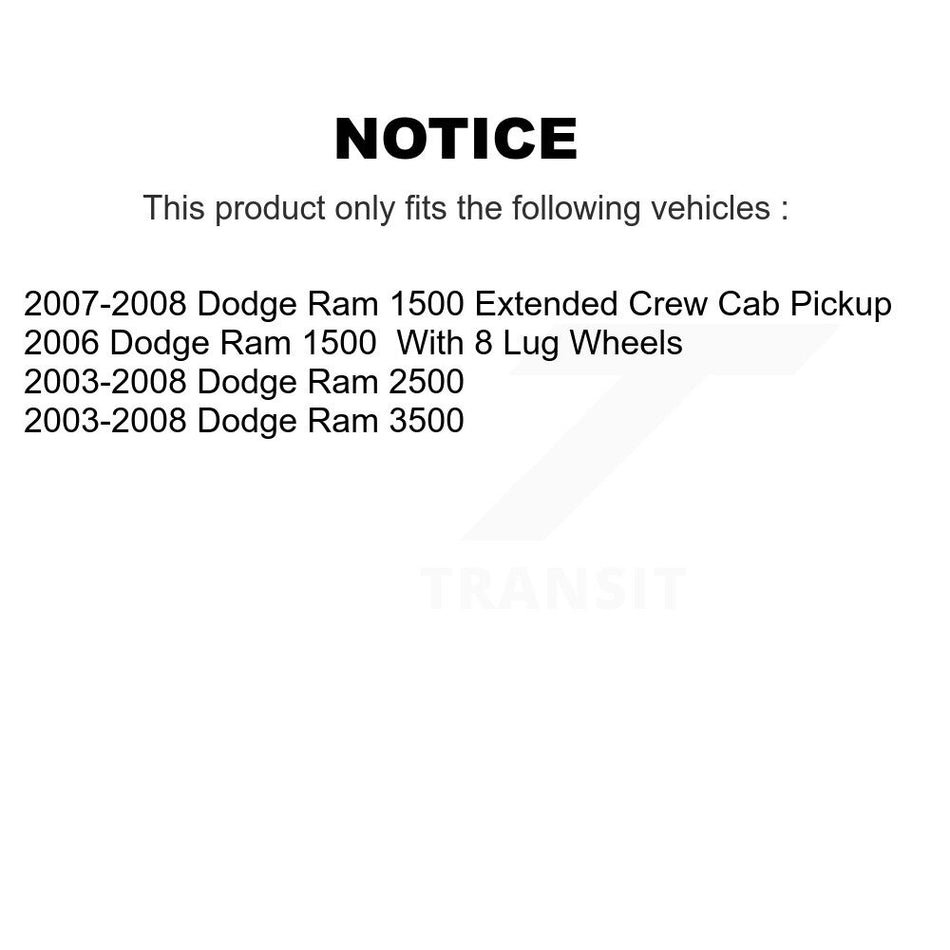 Front Rear Semi-Metallic Pads And Disc Brake Rotors Kit For Dodge Ram 1500 3500 2500 K8A-102184