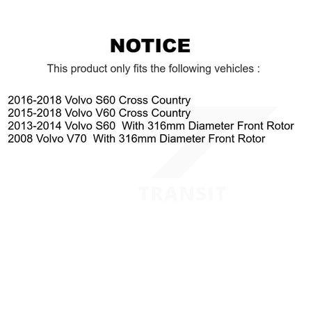 Front Rear Semi-Metallic Pad And Disc Brake Rotor Kit For Volvo S60 V60 Cross Country V70 K8A-102335