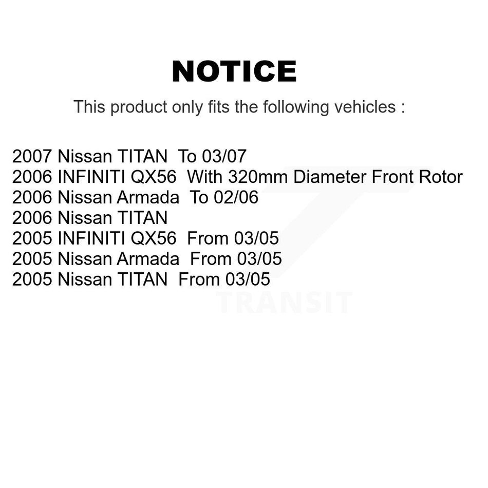 Front Rear Ceramic Pads And Disc Brake Rotors Kit For Nissan TITAN INFINITI QX56 Armada K8A-102472
