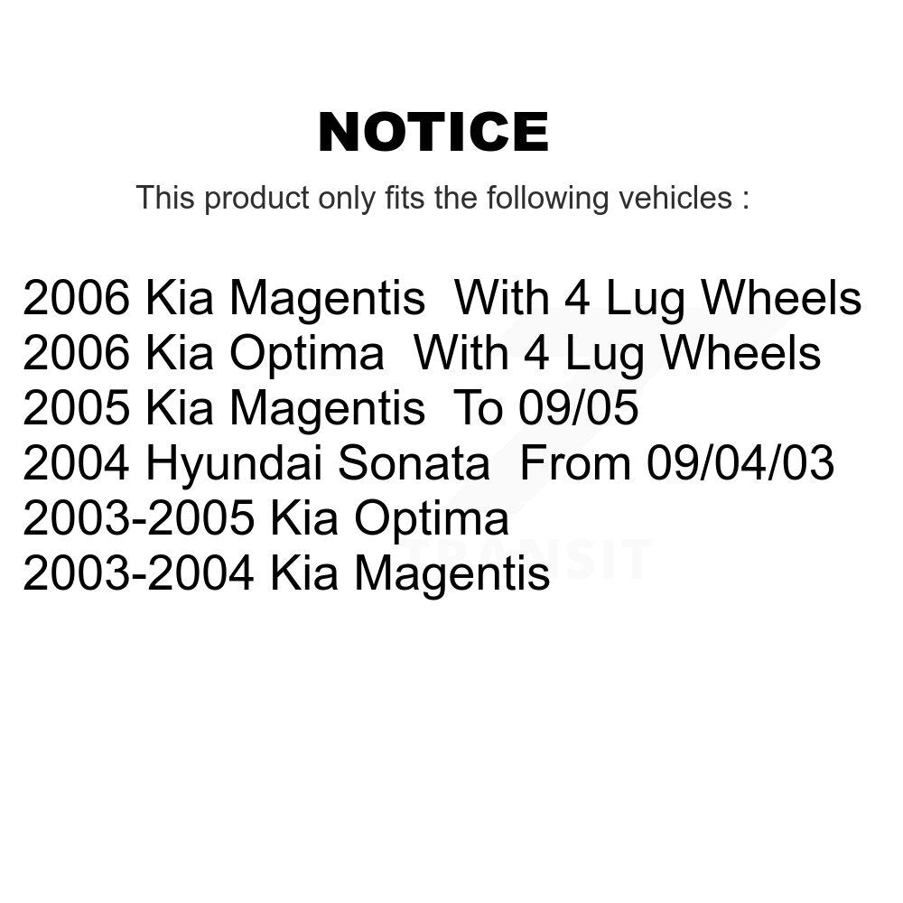 Front Rear Ceramic Pads And Disc Brake Rotors Kit For Hyundai Sonata Kia Optima Magentis K8A-102499