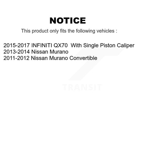 Front Semi-Metallic Rear Ceramic Pad Disc Brake Rotor Kit For Nissan Murano INFINITI QX70 K8A-102994