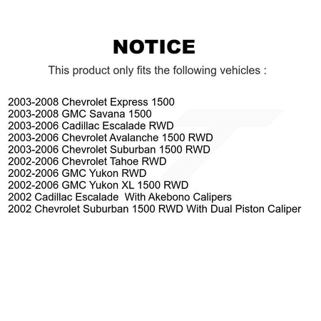 Front Rear Semi-Metallic Pad Brake Rotor Kit For Chevrolet Avalanche 1500 GMC Yukon Tahoe K8A-103238